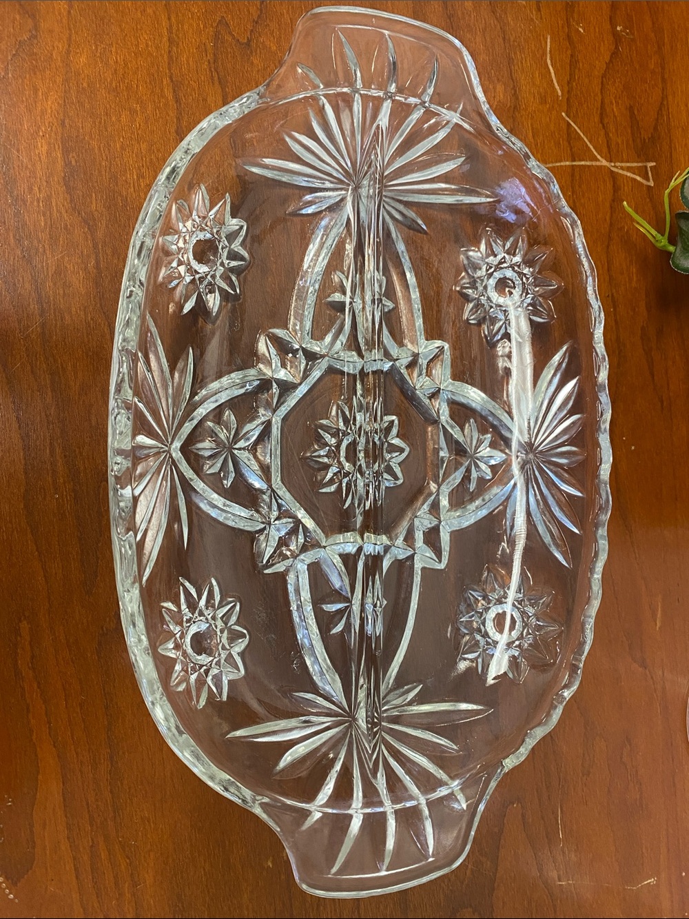 Cut Glass Decorative Serving Platter - Clear